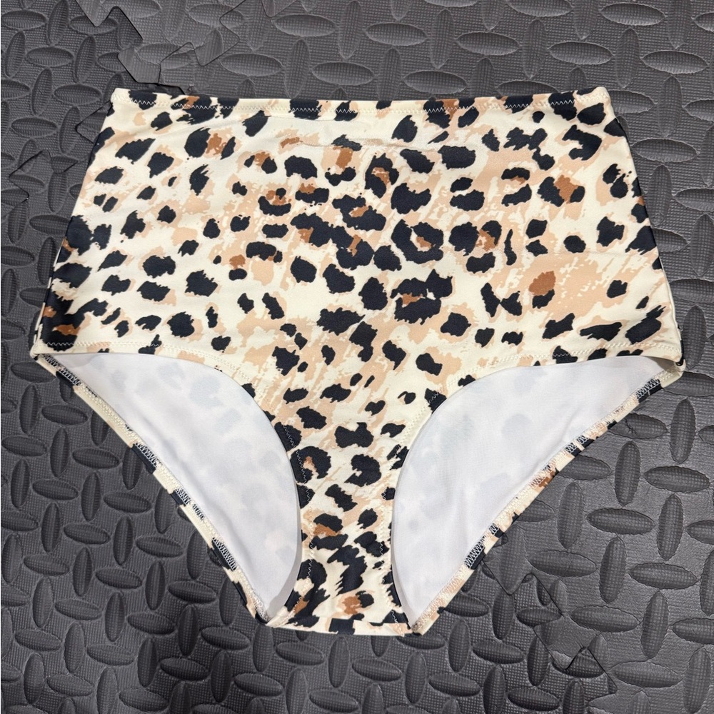 Leopard Print High Waisted Bikini Bottoms